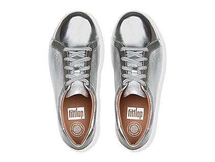 F-Sporty athleisure sneaker in Silver. Featuring Metallic glossy mirror faux-leather.