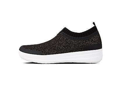 Uberknit Slip-on sneakers in Black. Smothered in shimmering multi-tonal crystals.