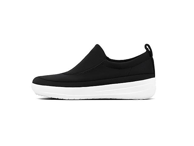 Freeflex Black scuba sneakers with white base.