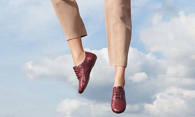 Adeola red croc-print shoes with laces