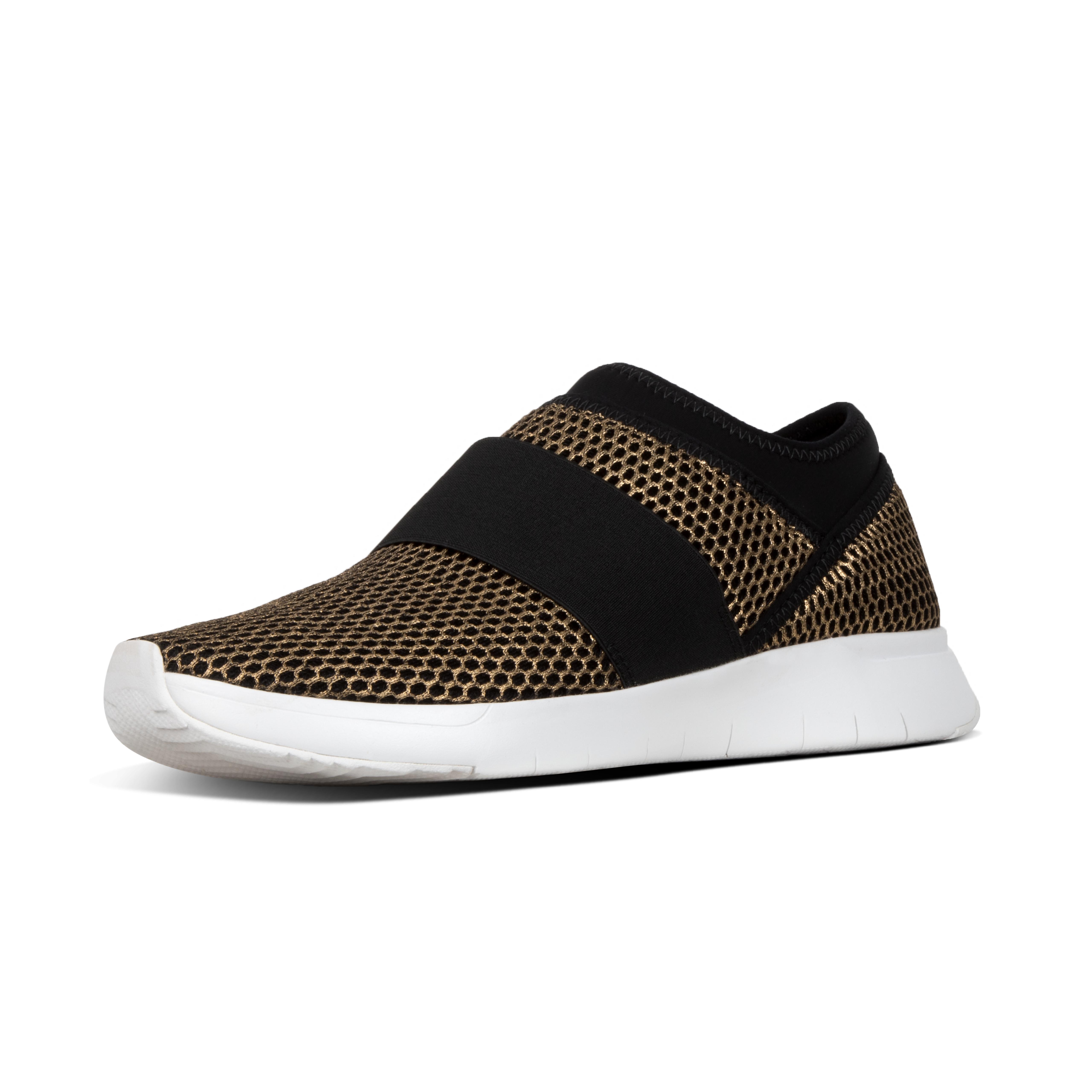 black and gold slip on sneakers