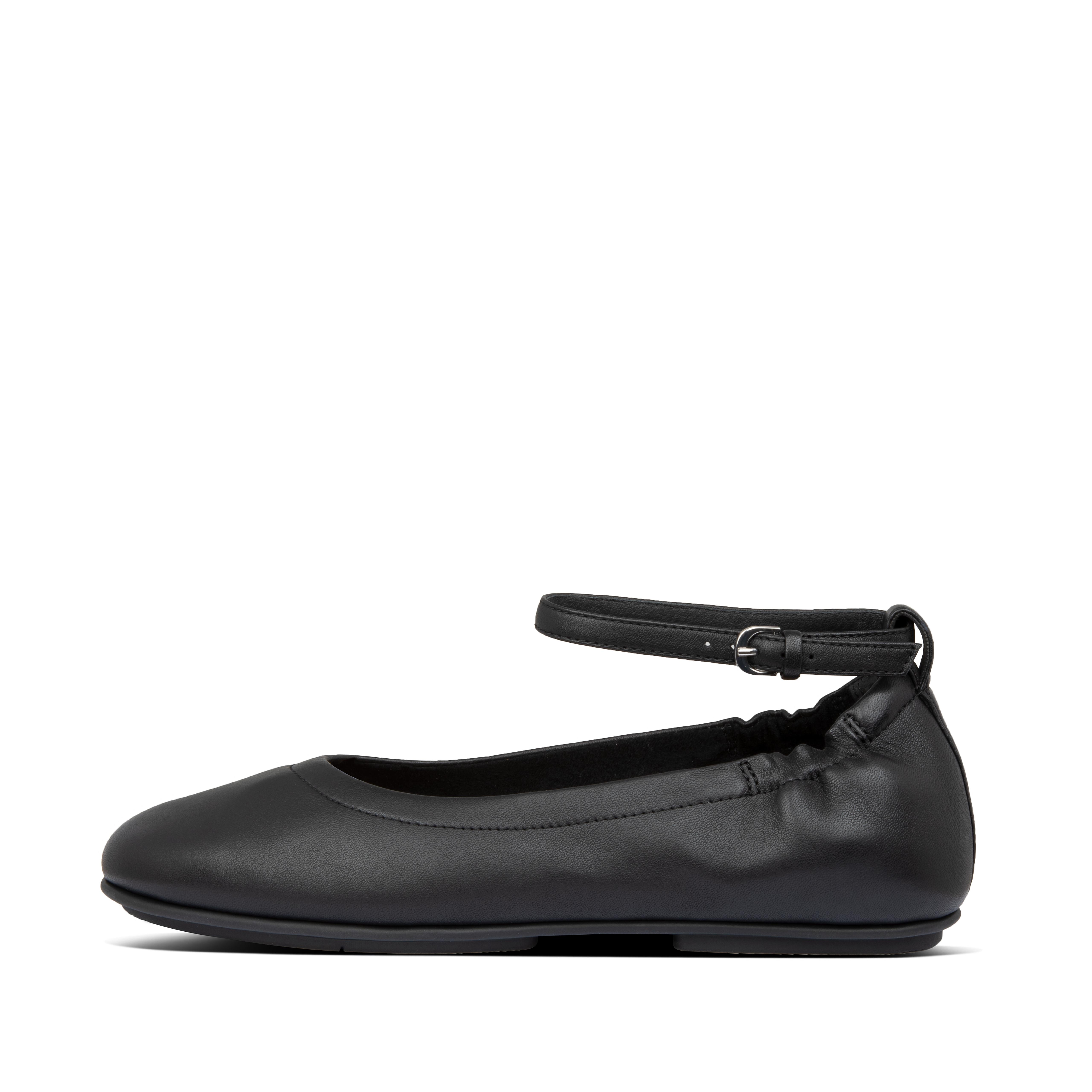 leather flats with ankle strap