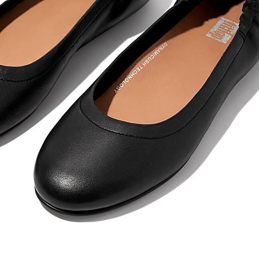 Womens black discount leather ballet flats