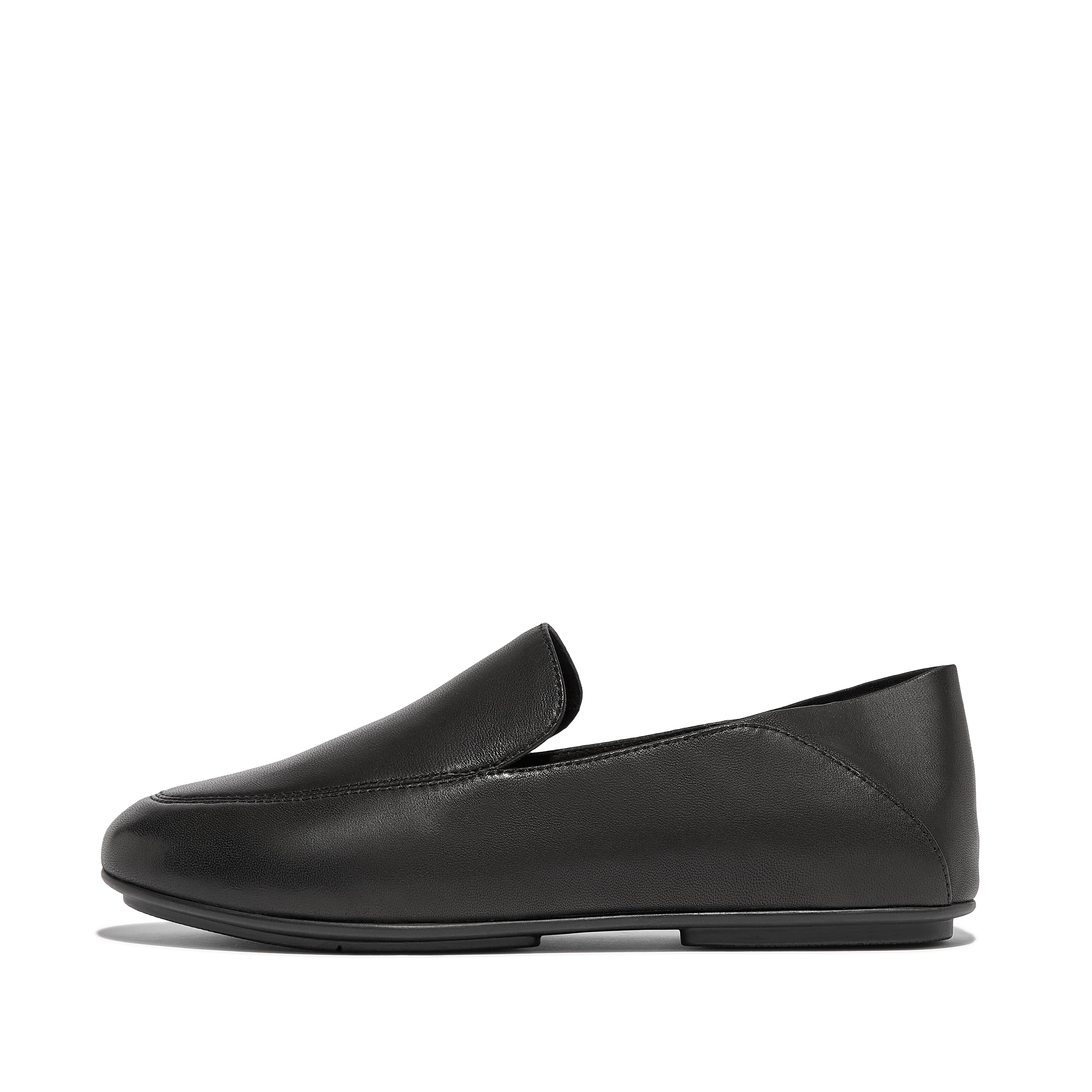 핏플랍 Fitflop Crush-Back Leather Loafers,All Black