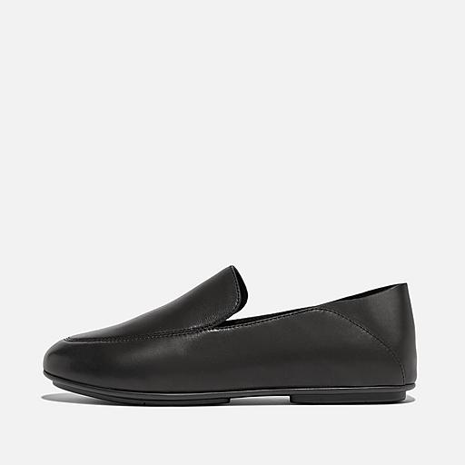 Fitflop Women s ALLEGRO Crush Back Leather Loafers All Black Size CA 9