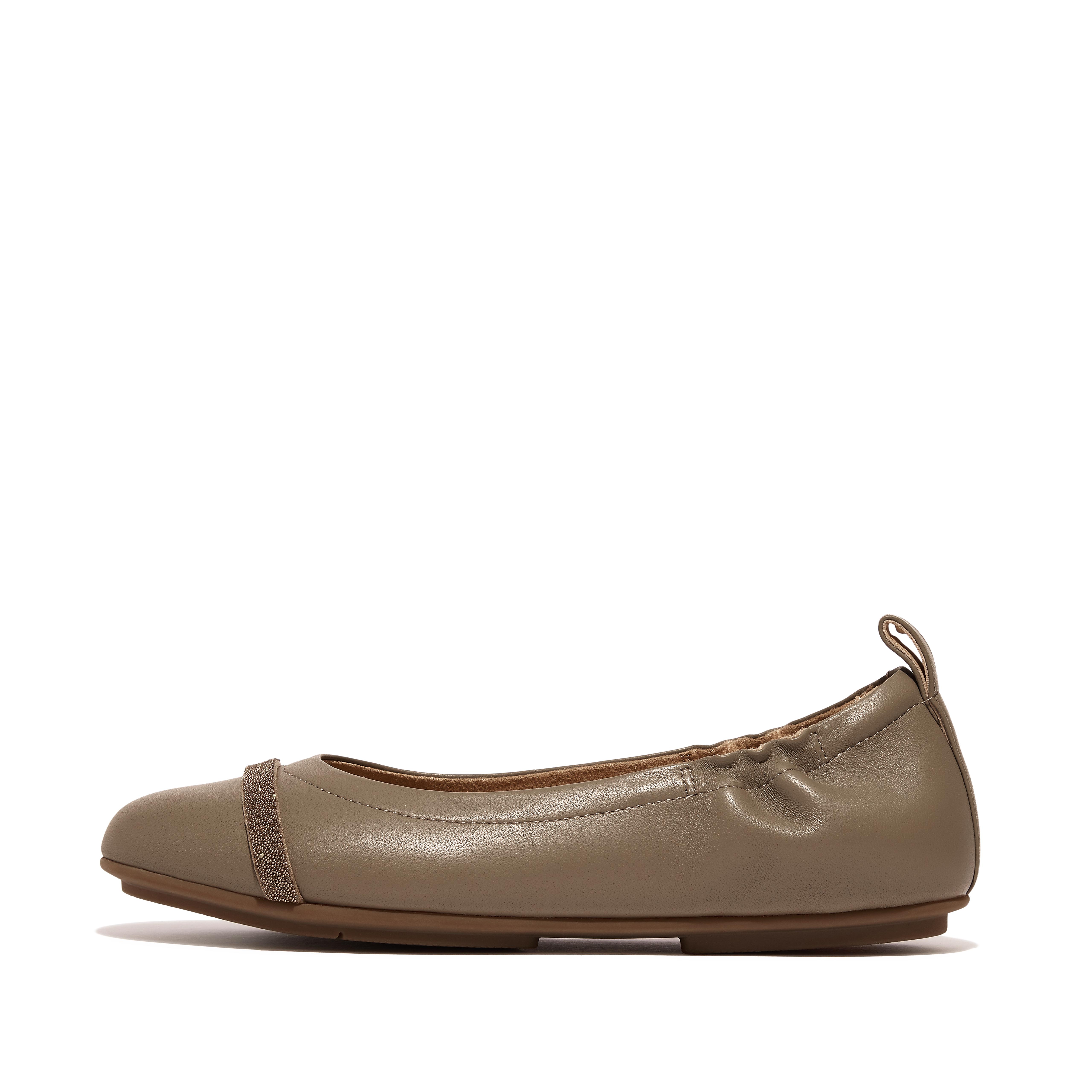 サンダル・ミュール FitFlop Allegro Ballerina Flats Stone Q74-031 Fitflop Allegro Ballerina Flats For Women In Stone Beige