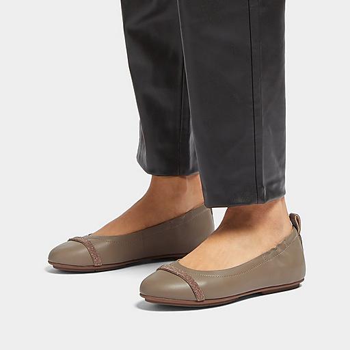 サンダル・ミュール FitFlop Allegro Ballerina Flats Stone Q74-031 Fitflop Allegro Ballerina Flats For Women In Stone Beige