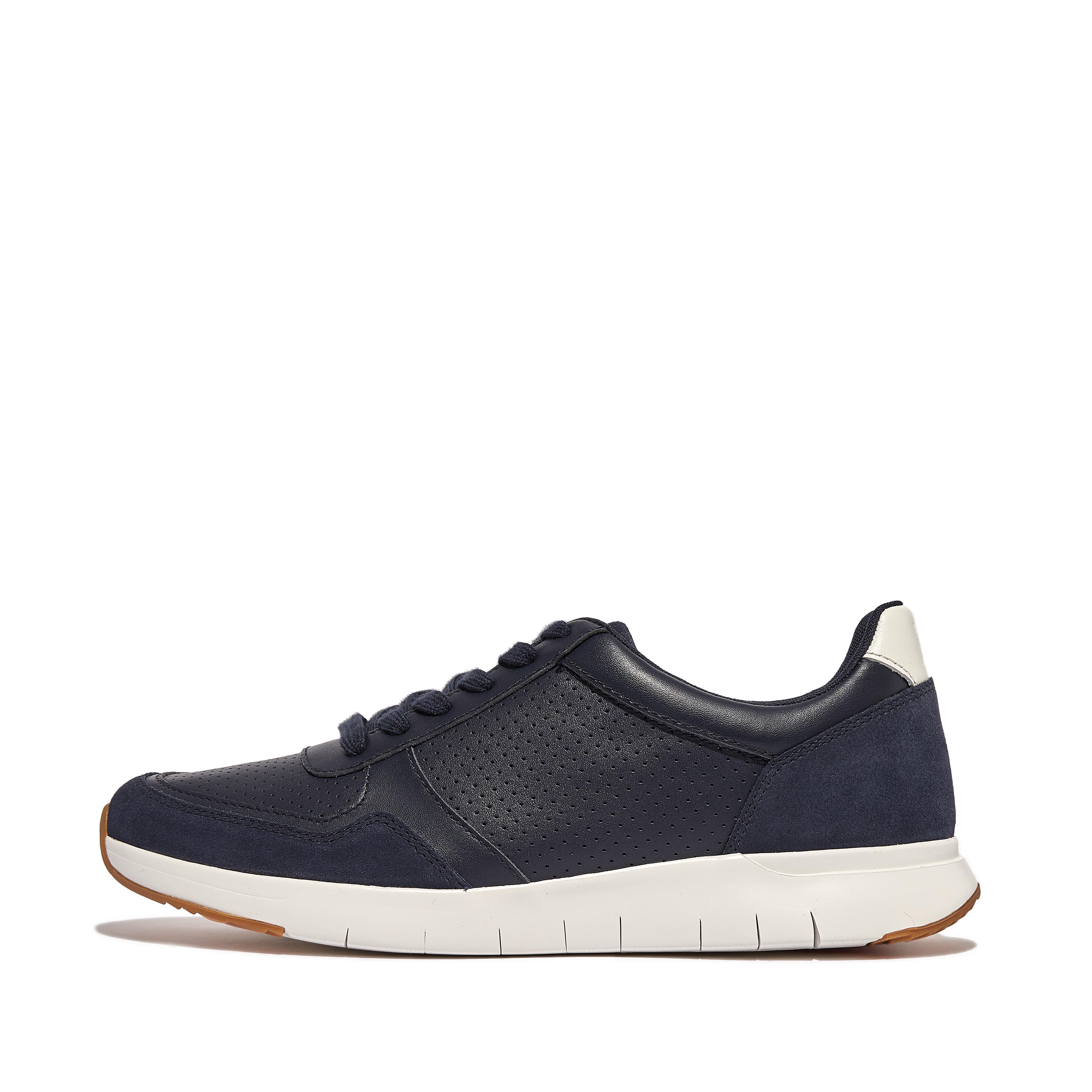 핏플랍 Fitflop Leather-Mix Sneakers,Midnight Navywhite