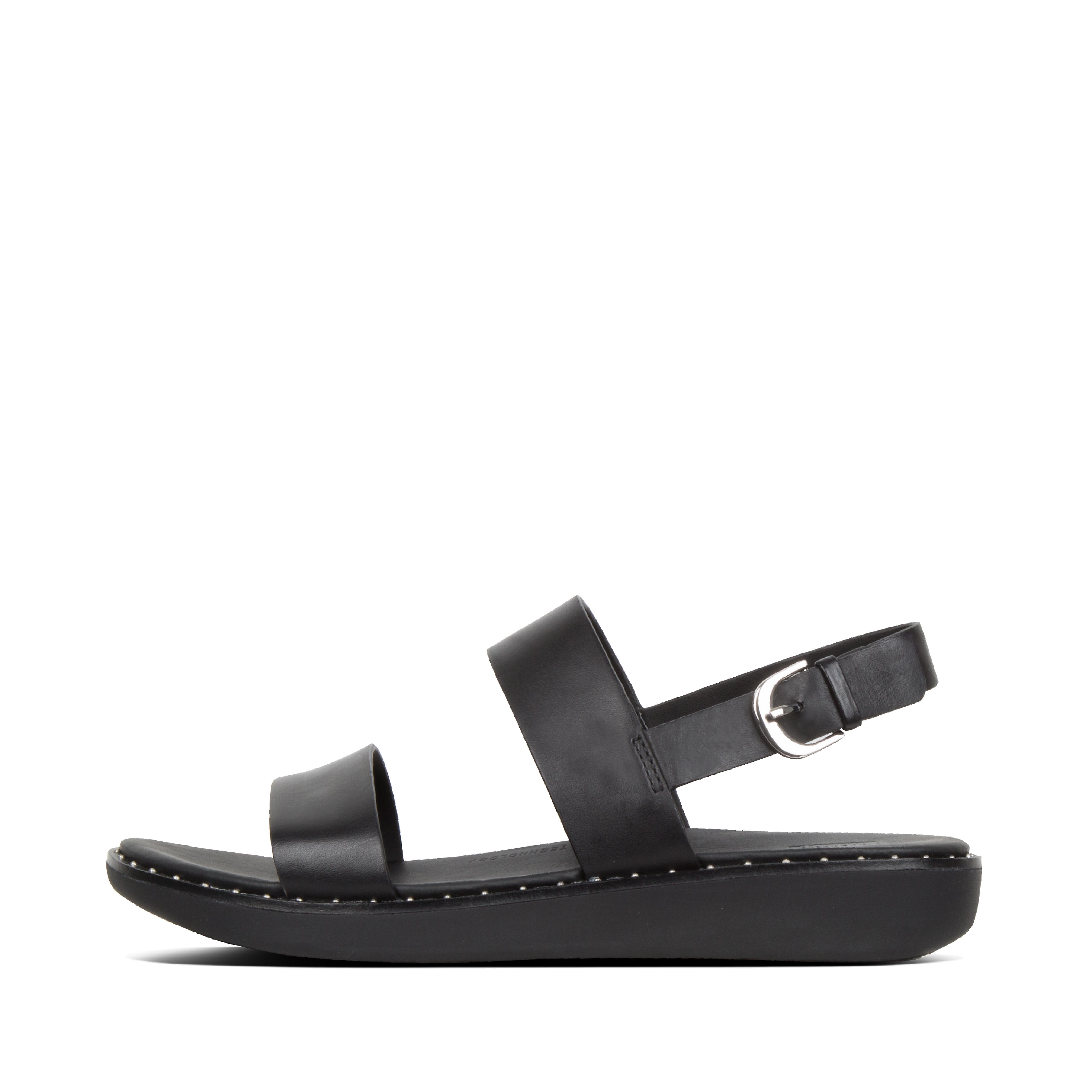 double strap sandals with backstrap platform