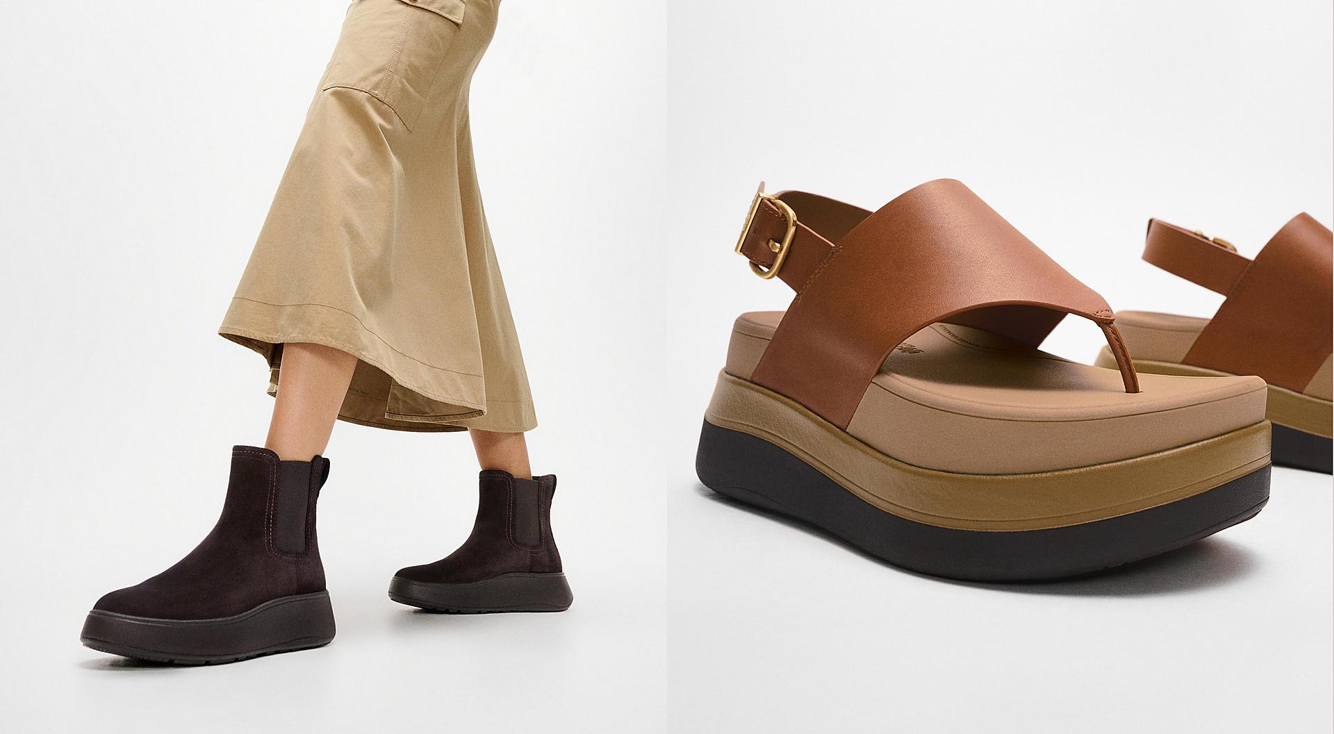 A wedge toe-post chunky sandal with a back strap. 