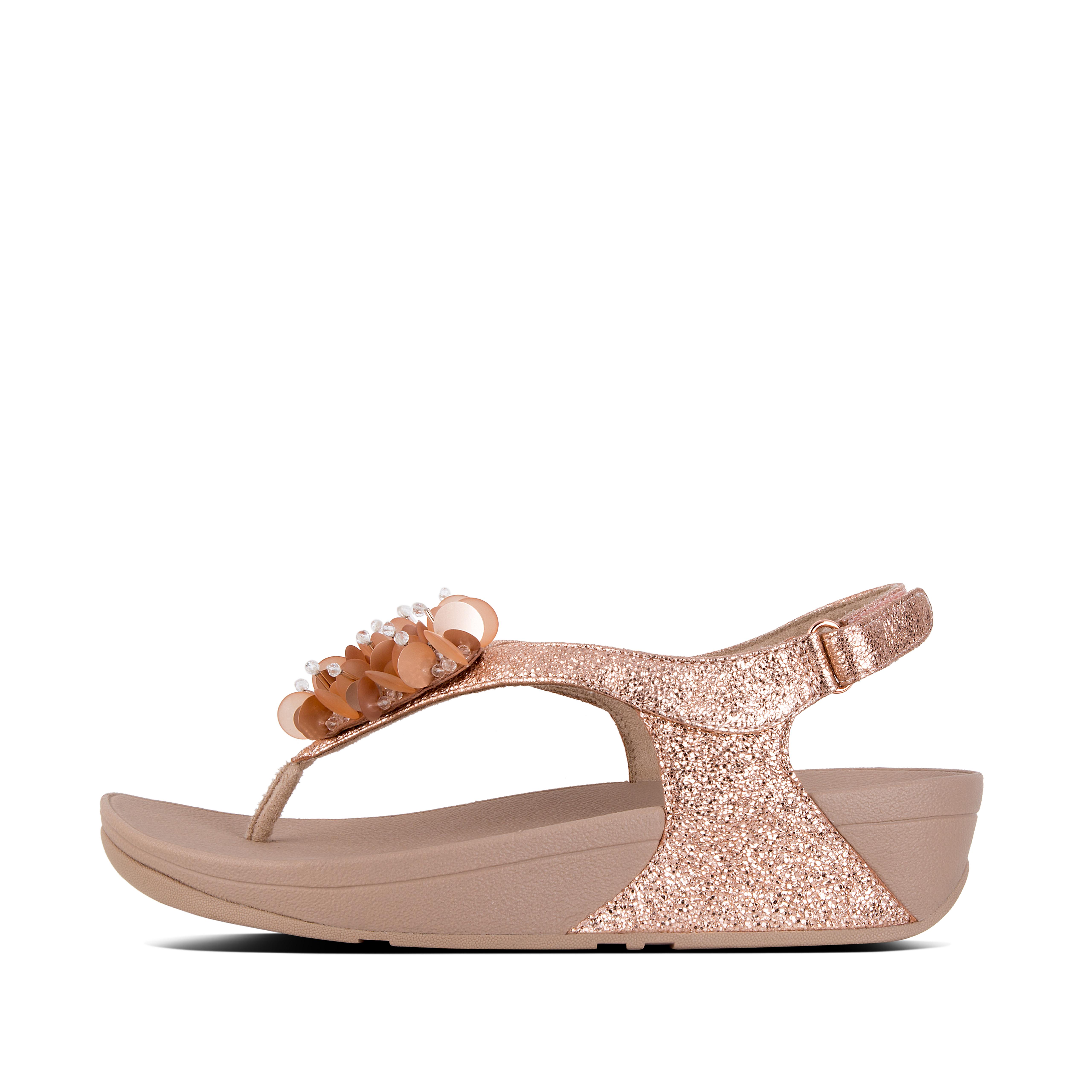 rose gold wedge flip flops