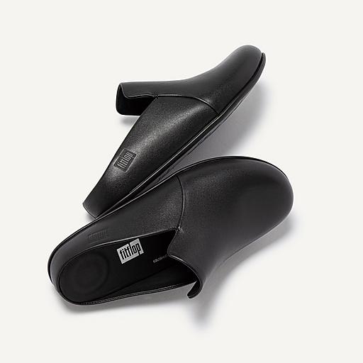 Black Leather Slippers