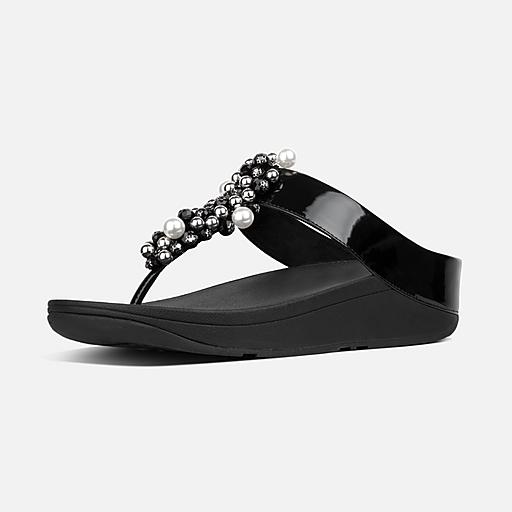 Women s DECO Faux Leather Toe Thongs FitFlop CA
