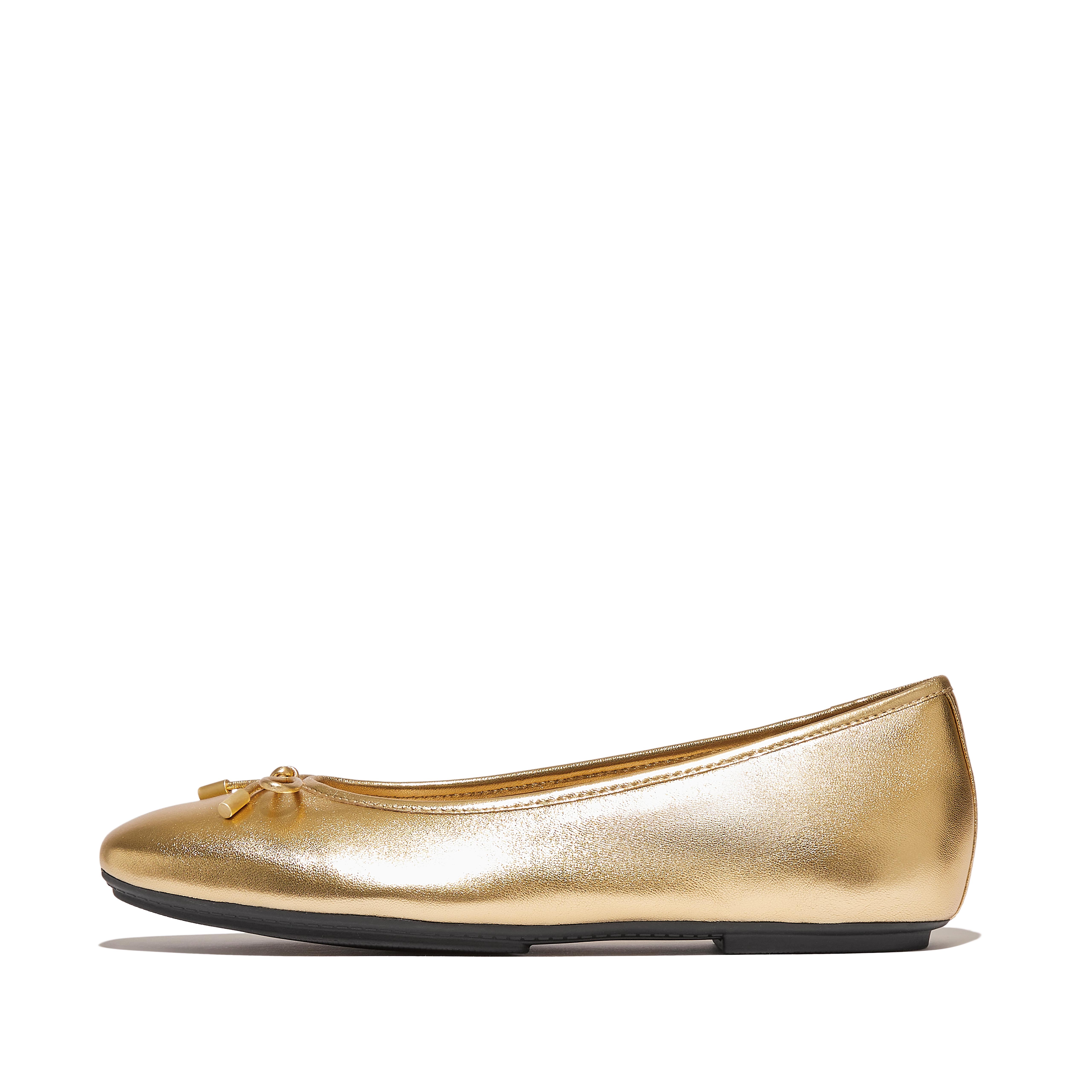 Women DELICATO Bow Soft Metallic-Leather Ballerinas, Full Price