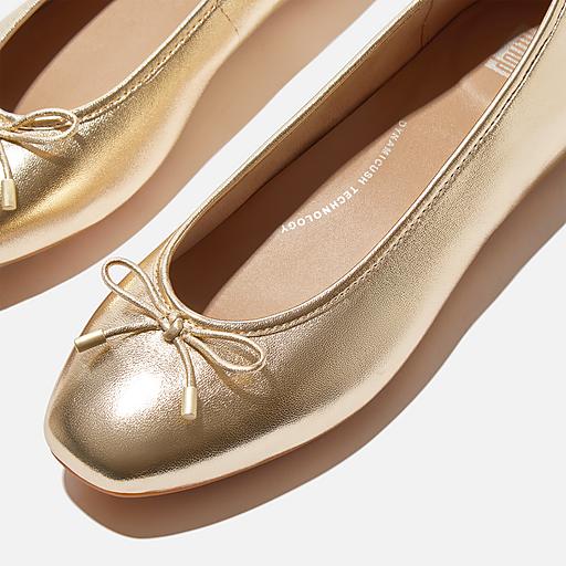 Women's Delicato Bow Leather Ballet Flats | FitFlop US