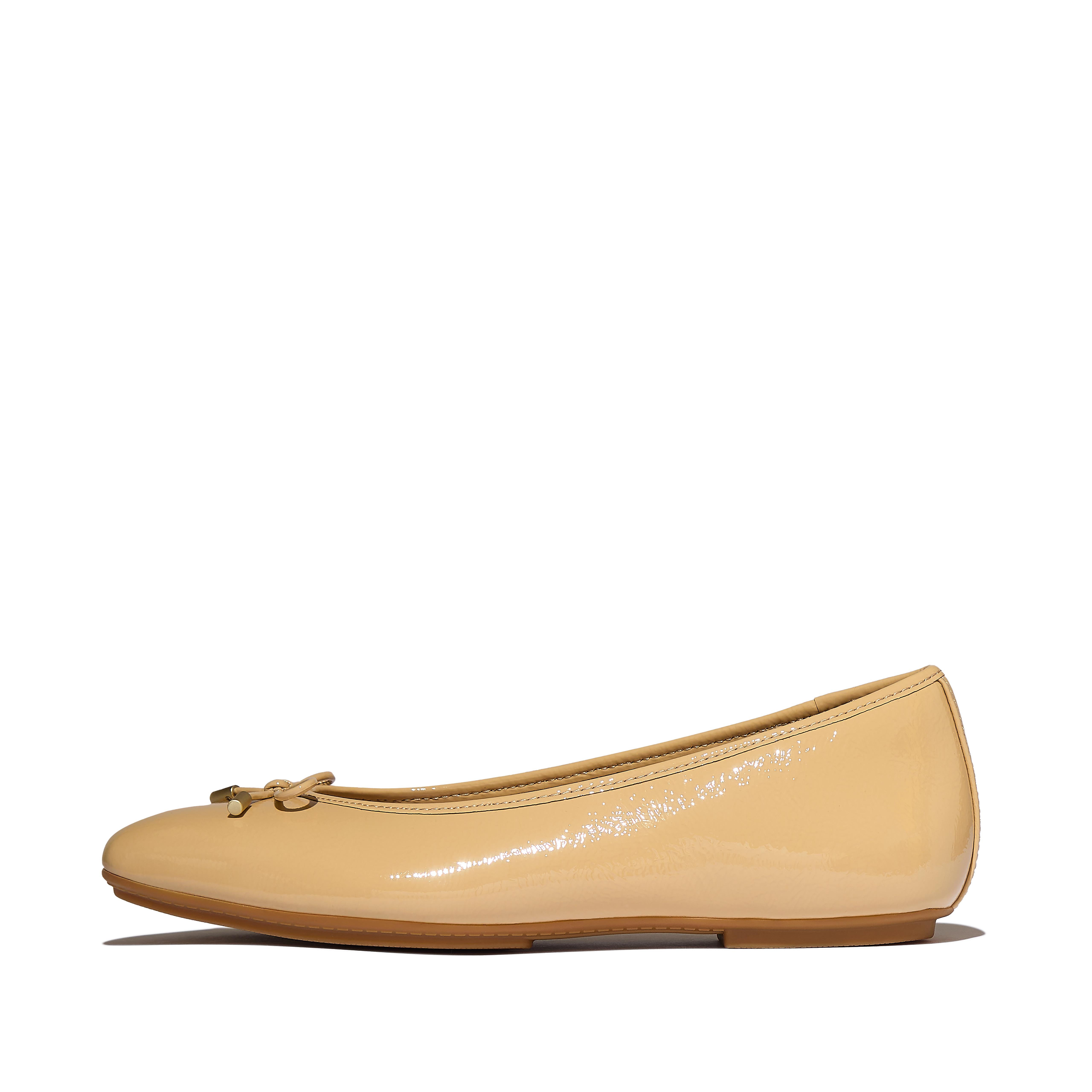 Fit Flop  Delicato Bow Textured Patent- Ballerinas Cappuccino Leather in Women's size 7