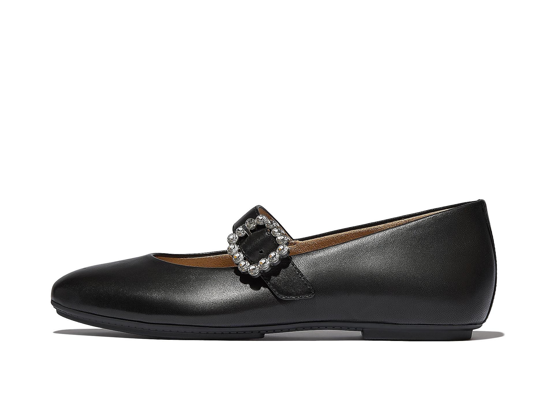 DELICATO Crystal-Buckle Leather Mary Janes