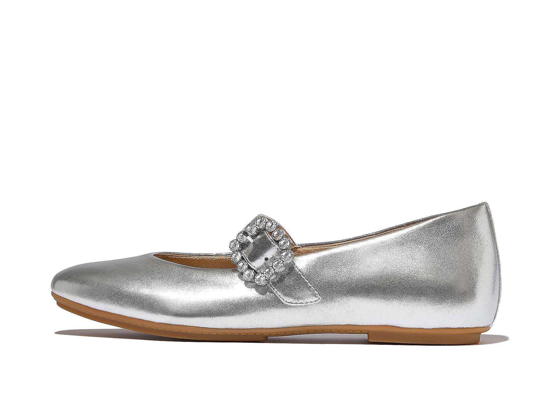 DELICATO Crystal-Buckle Metallic-Leather Mary Janes