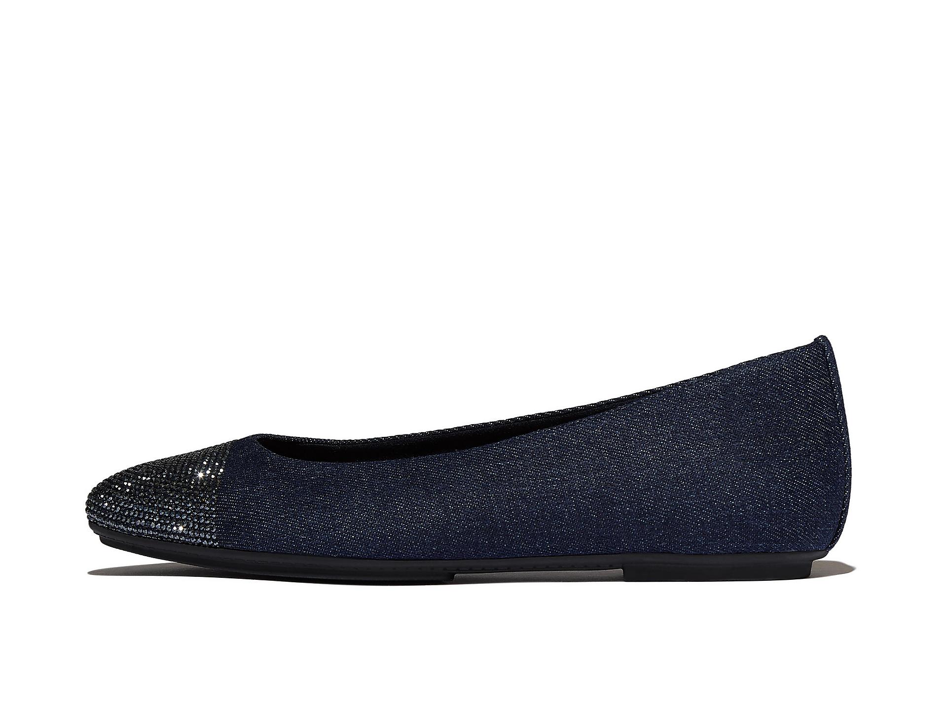 DELICATO Crystal Cap-Toe Denim Ballerinas