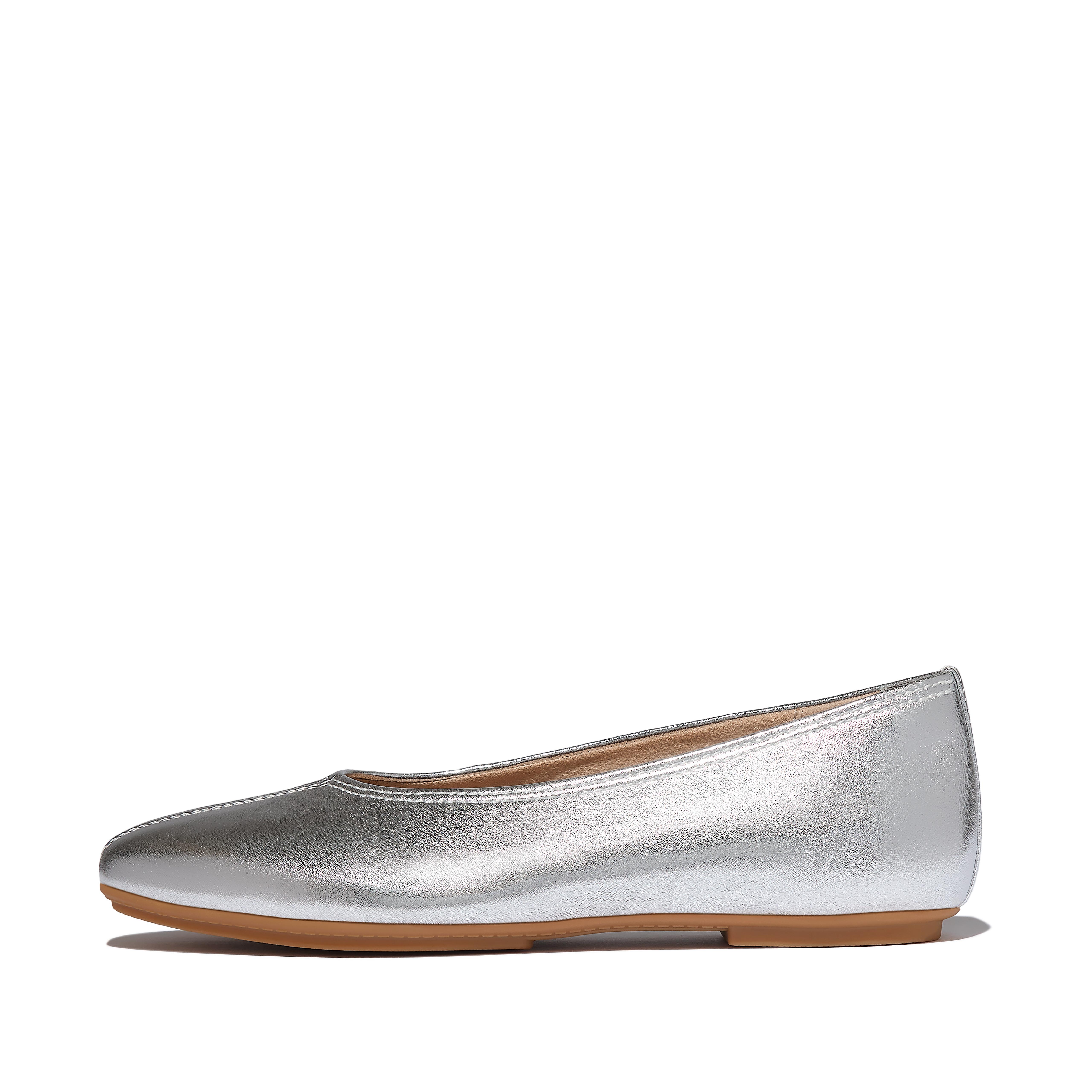 Delicato High-Cut Metallic Soft-Leather Ballerinas