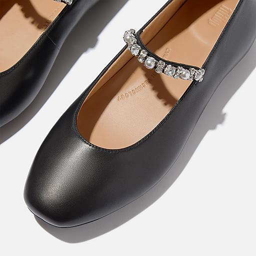 Women's Delicato Pearls-And-Crystal Leather Ballet Flats | FitFlop US