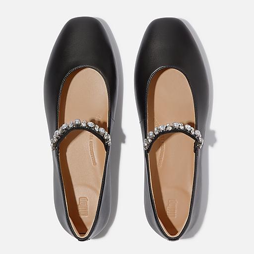 Women's Delicato Pearls-And-Crystal Leather Ballet Flats | FitFlop CA