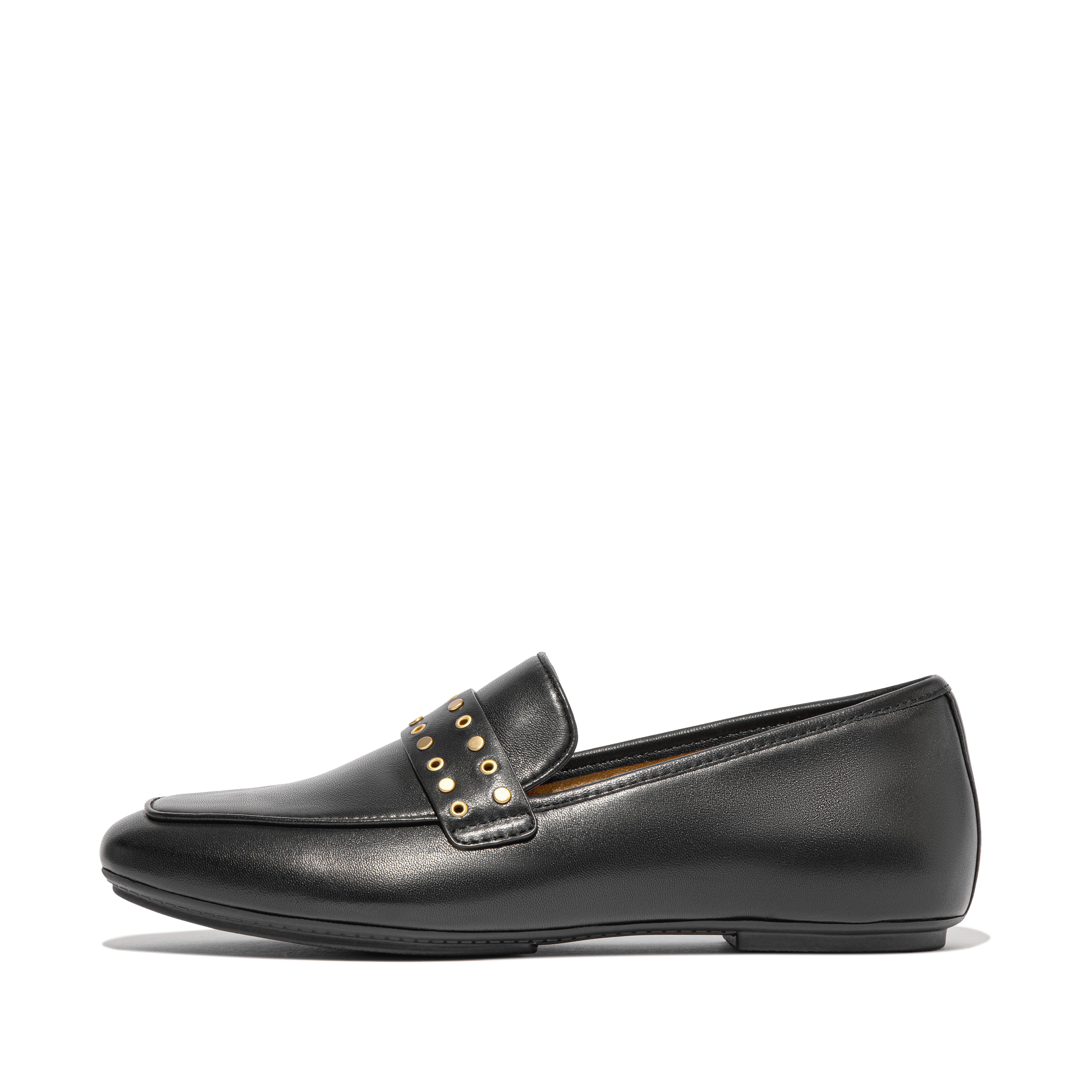 Women DELICATO Stud-And-Eyelet Soft Leather Loafers, Full Price