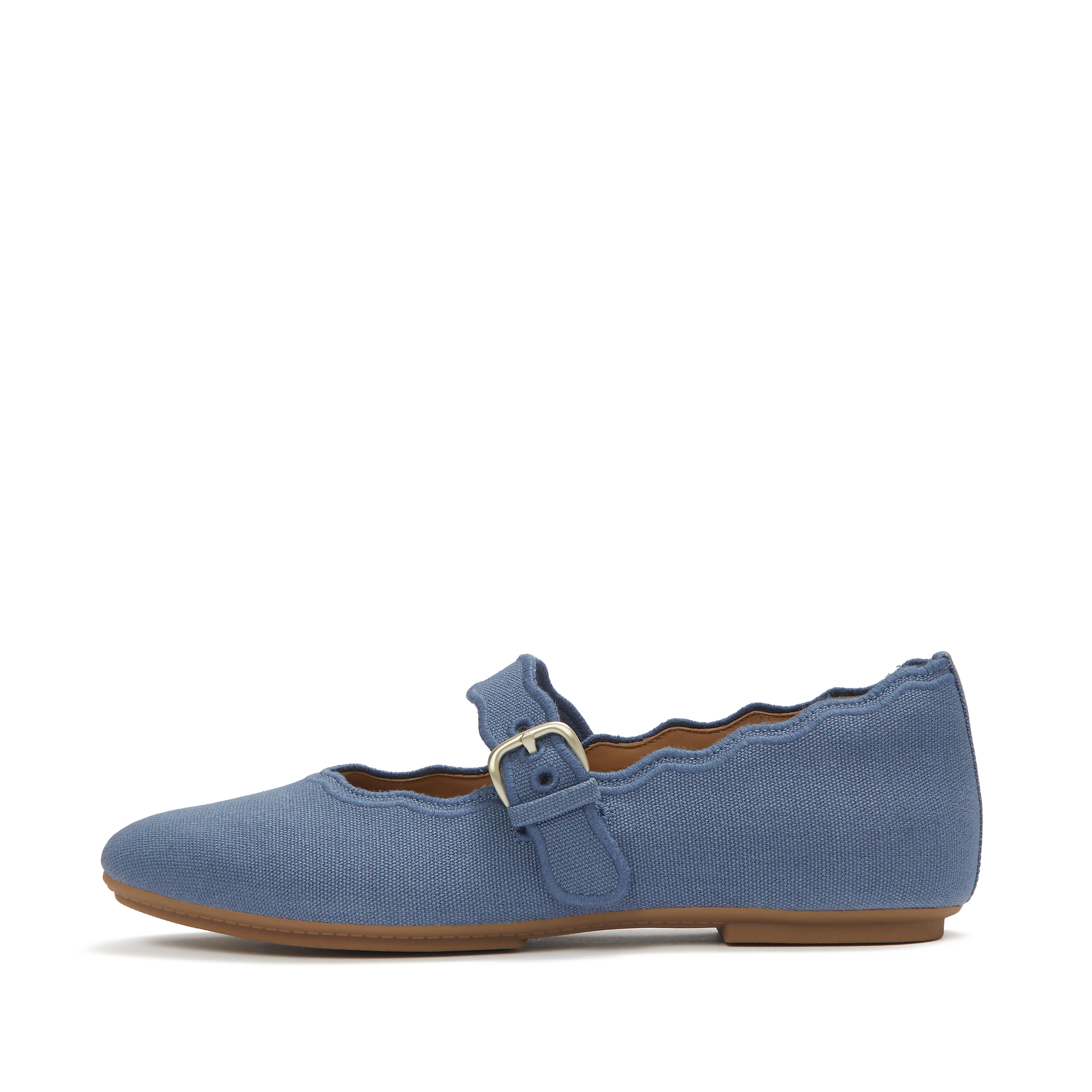 FitFlop DELICATO Wave-Edge Canvas Mary Janes Polyester, Full Price, Meteor Blue, Size: US 7.5