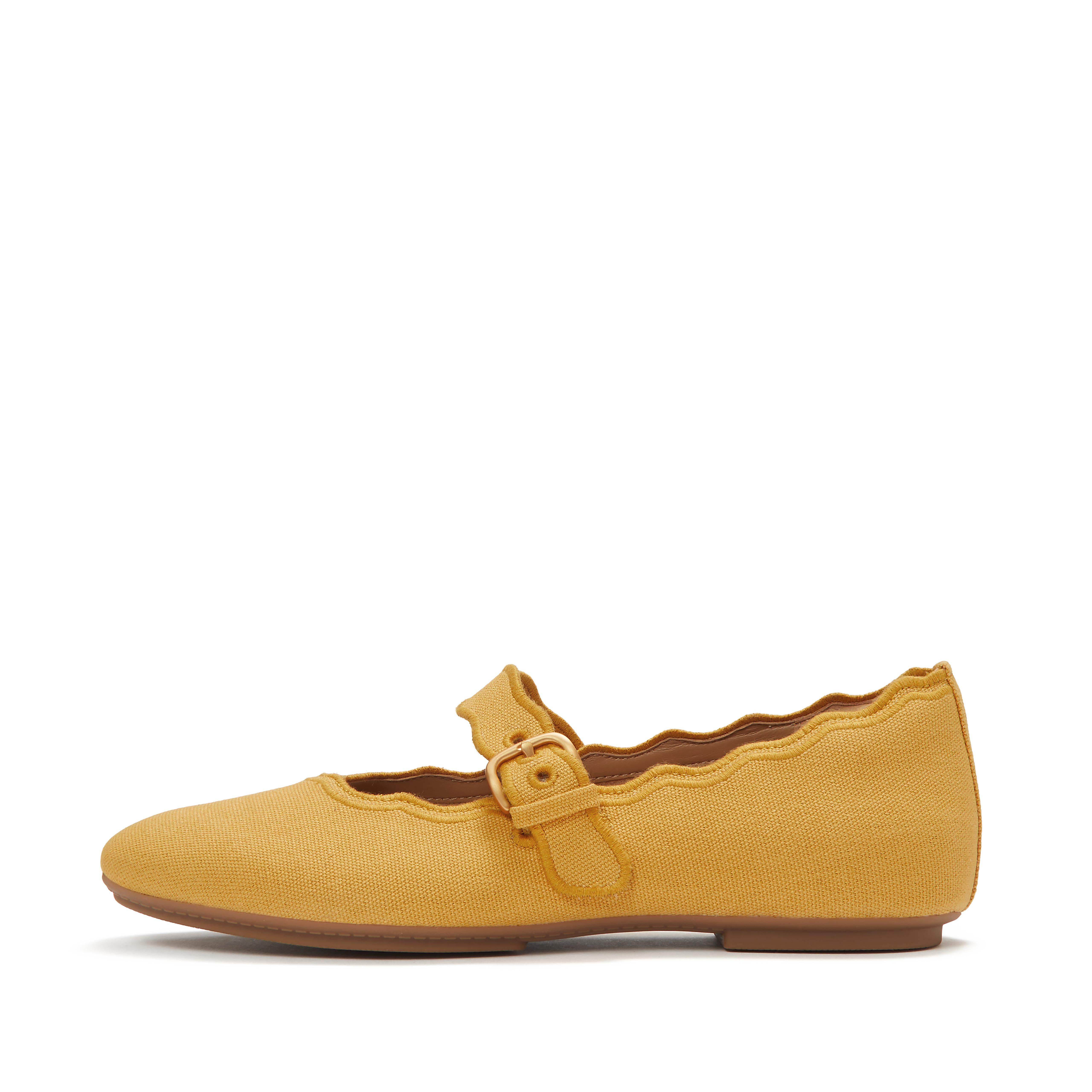 FitFlop DELICATO Wave-Edge Canvas Mary Janes Polyester, Full Price, Turmeric, Size: US 10