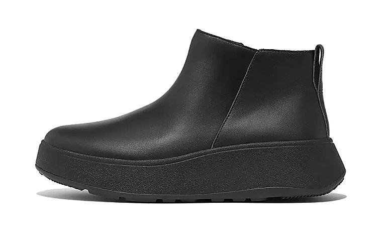 Leather Flatform Zip Ankle Boots
