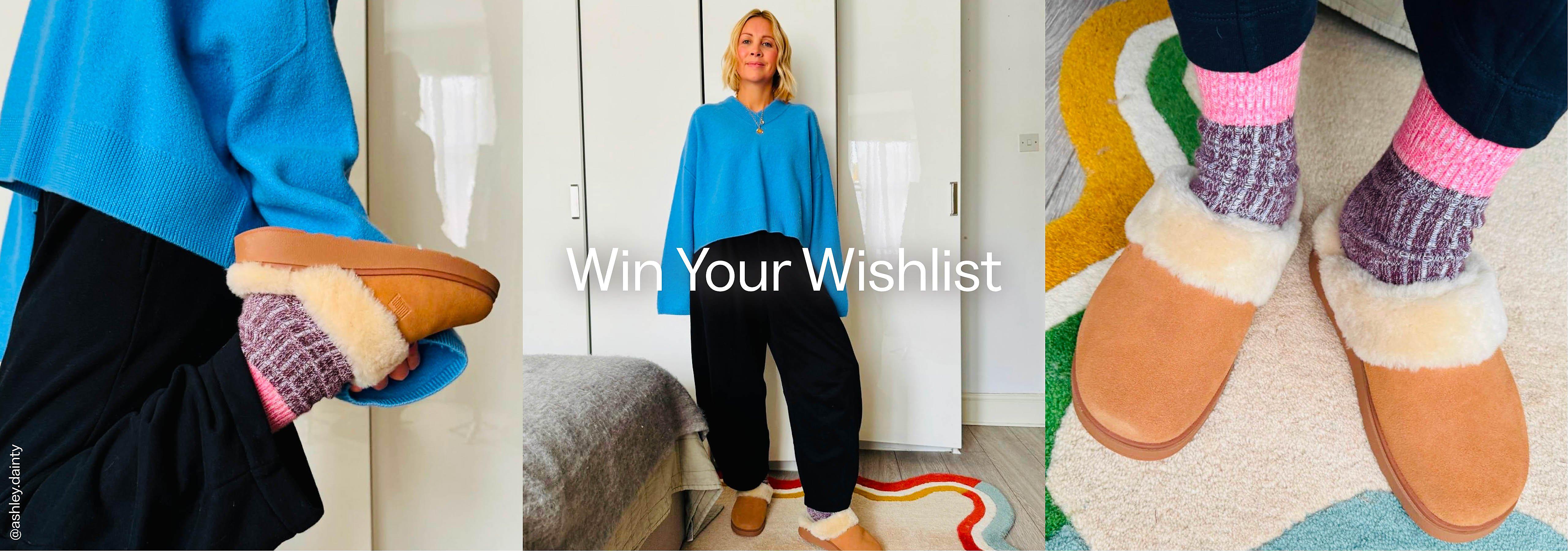 Win You Wish List Hero Image featuring Shearling Slippers