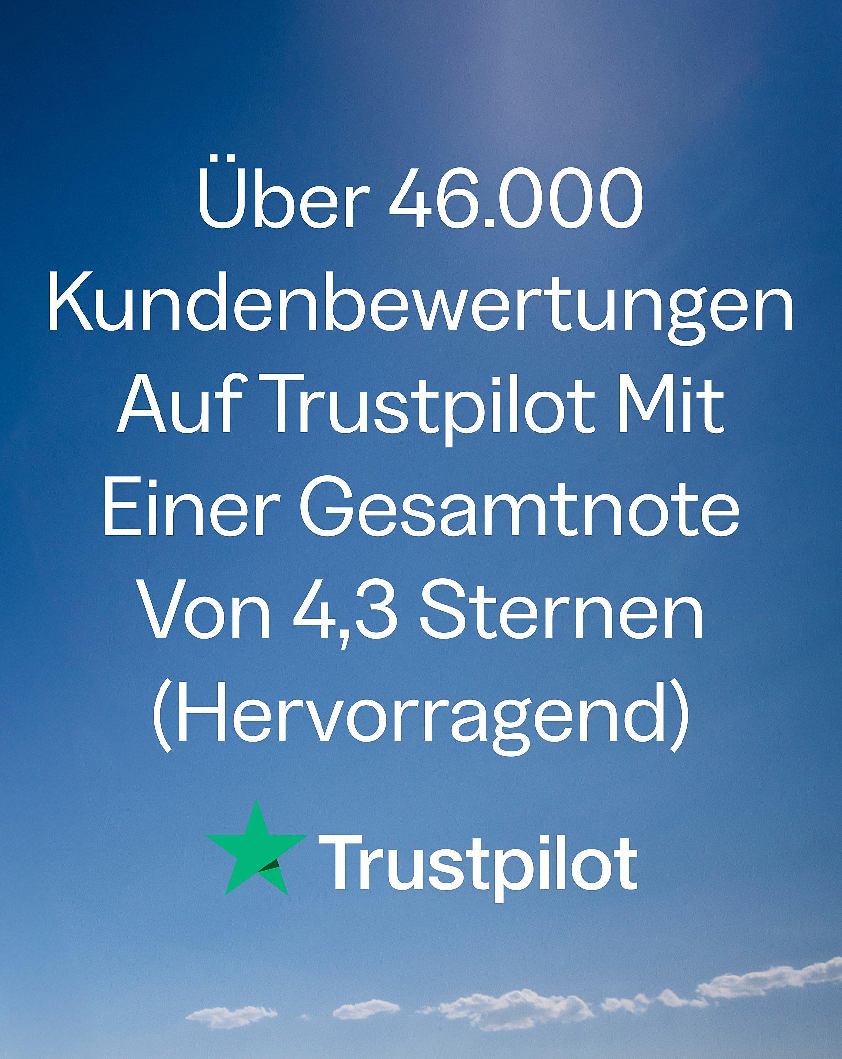 Over 46,000 Trust Pilot Excellent 4.3 Star Rating