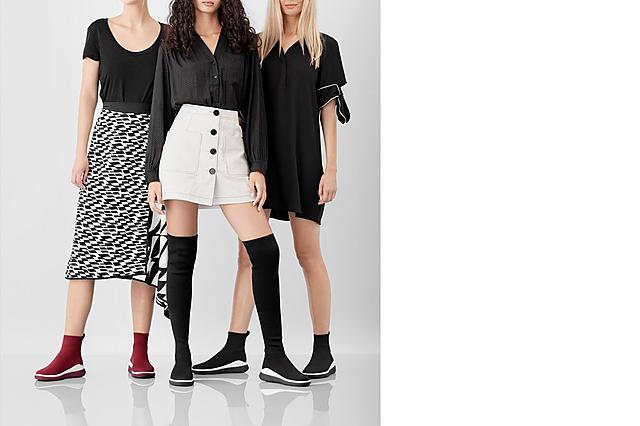 Luxe Knit sock boots in Red and Black colour options and ankle or Knee-high styles.