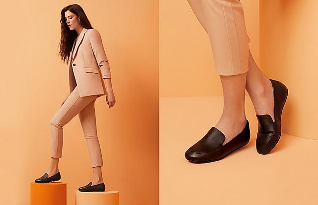 Fotflop Classic Slip-on Lena Leather Loafers in Black. 