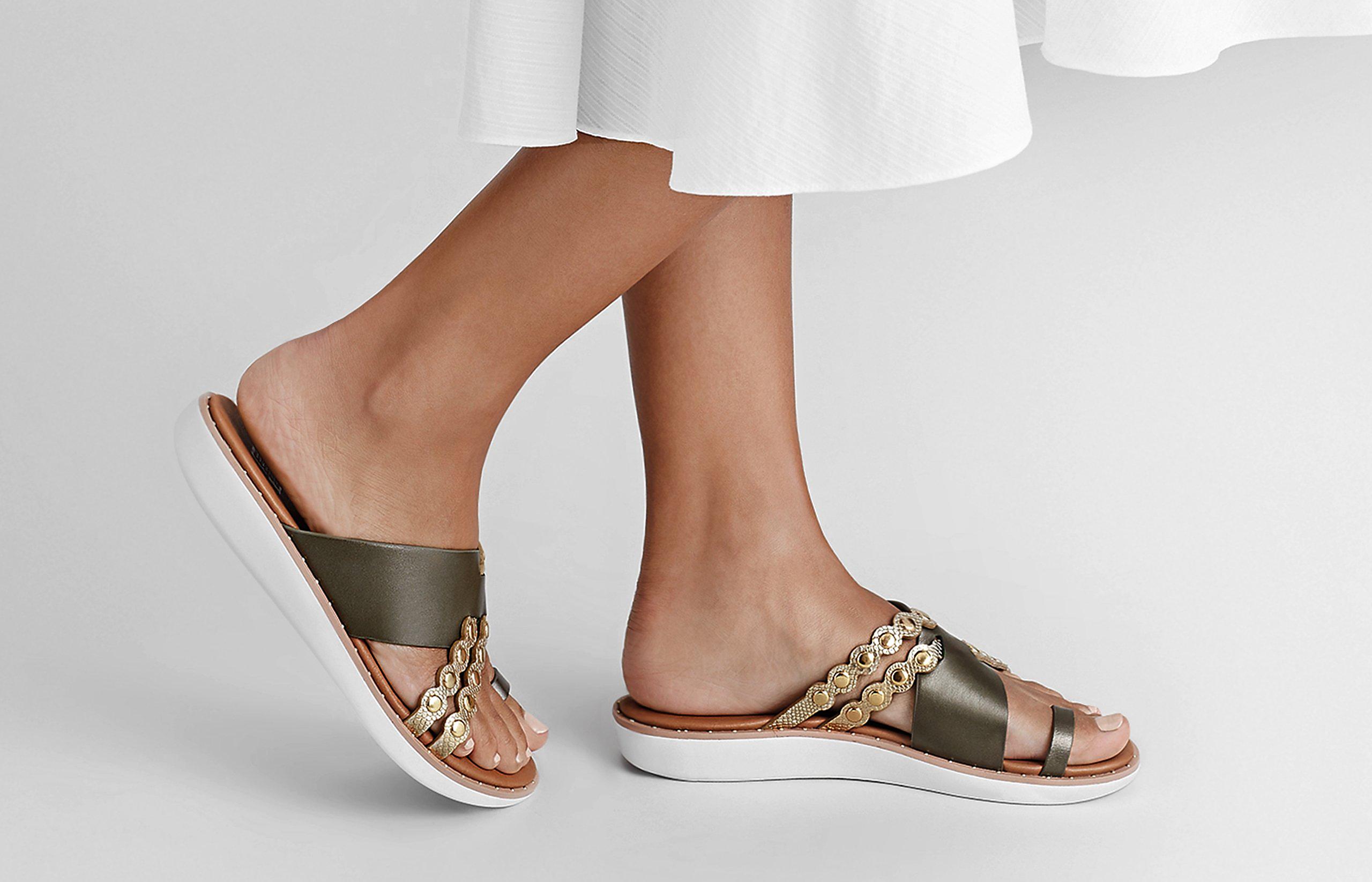 fitflop scallop leather slides