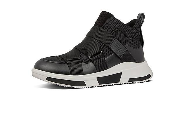 Fitflop slip on sneakers in black with adjustable straps