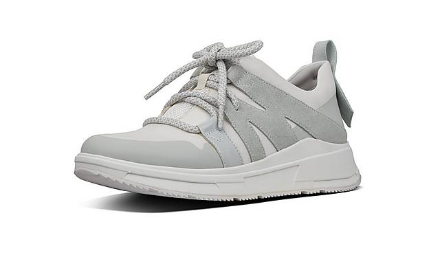 Fitflop Carita Chunky sneakers in white, featuring statement pull tabs and white laces.