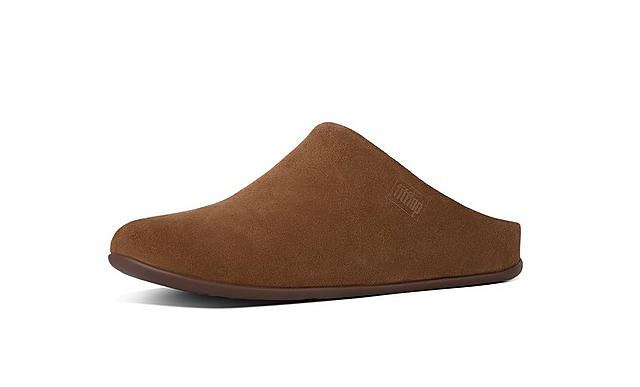 Fitflop mens slip-on suede slippers in brown