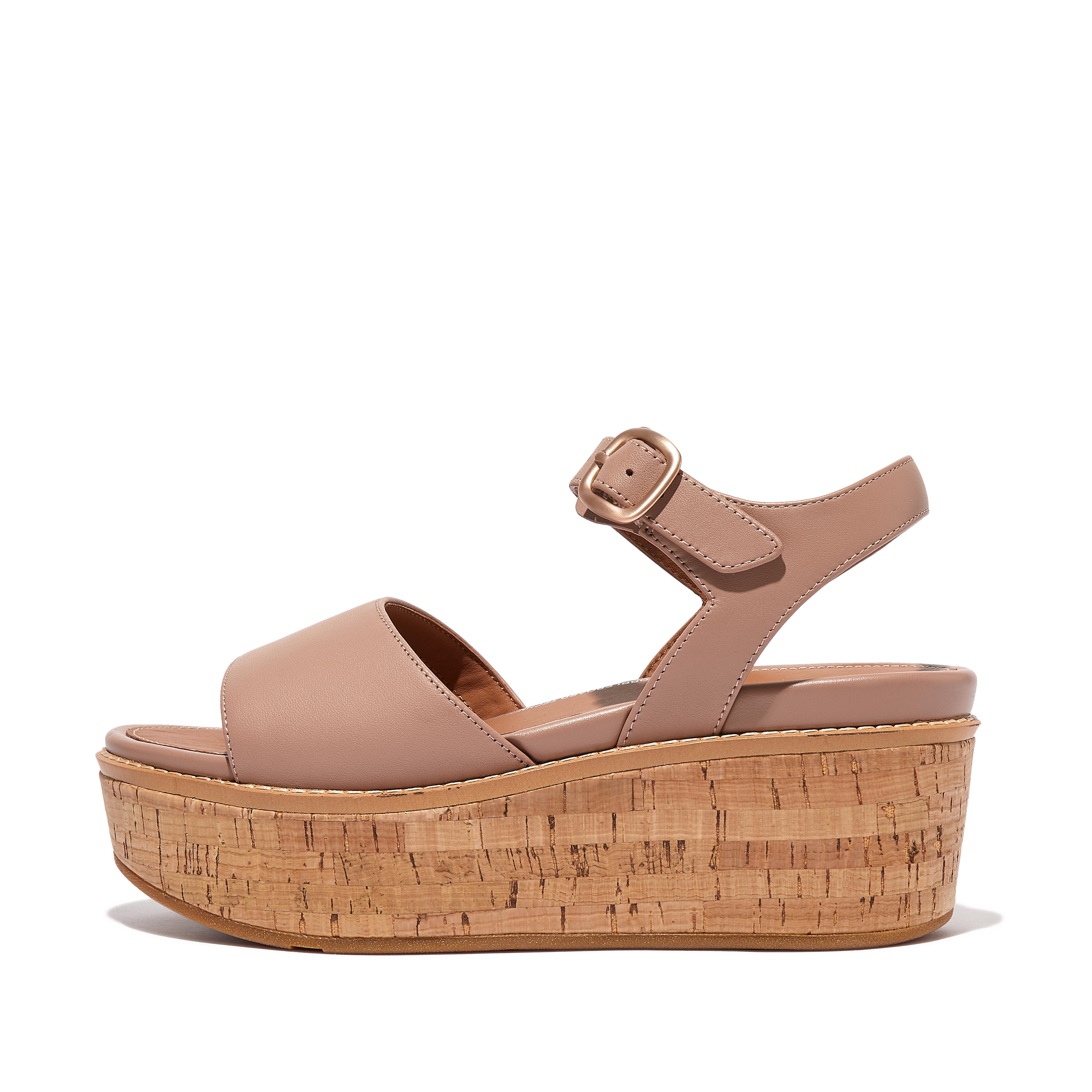 Women s Eloise Cork Wrap Leather Wedge Sandals FitFlop US