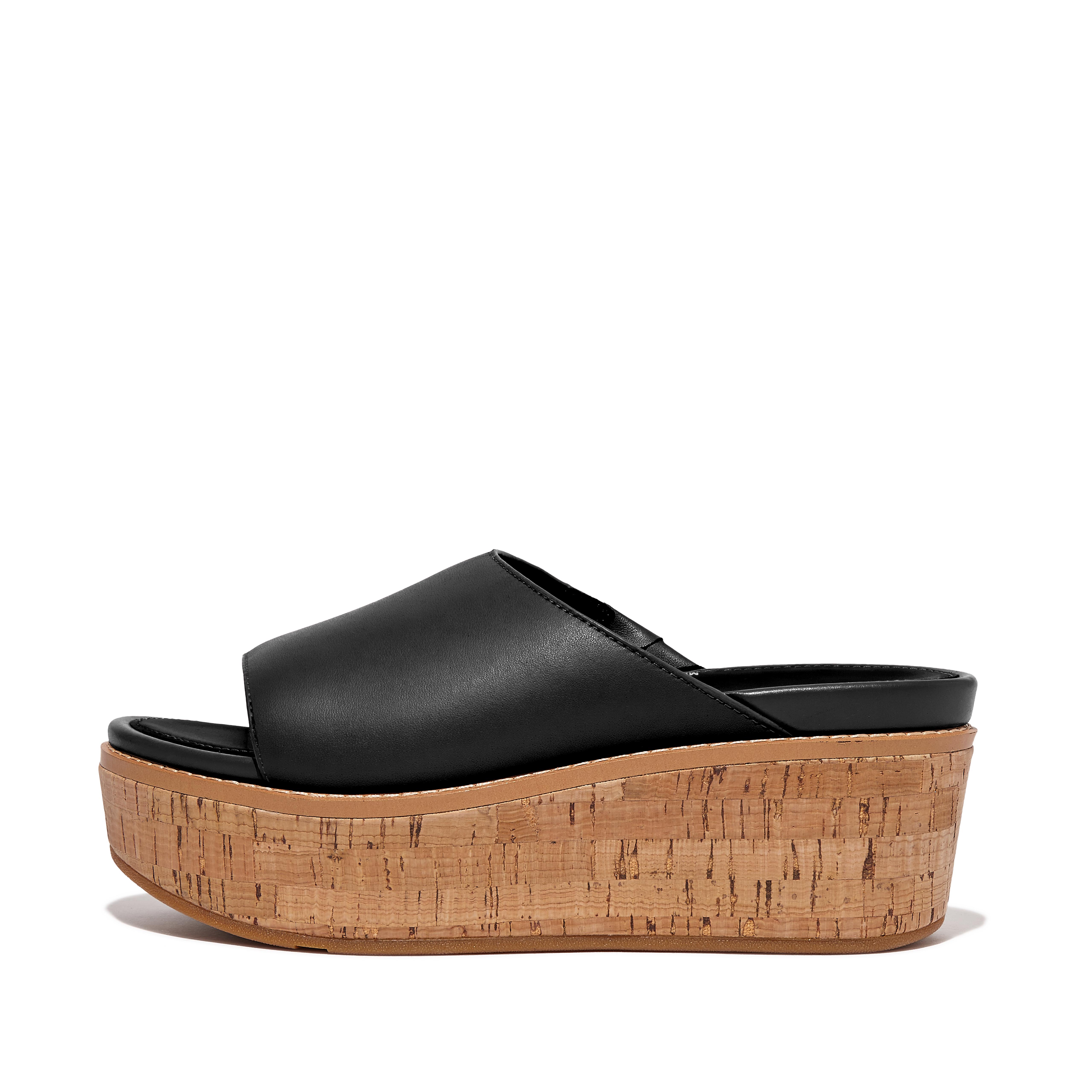 Fitflop Cork-Wrap Leather Wedge Slides