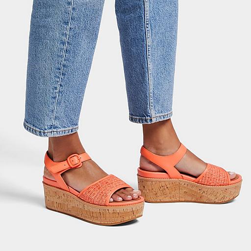 Women's Eloise Faux-Raffia-Leather Back-Strap-Sandals | FitFlop US