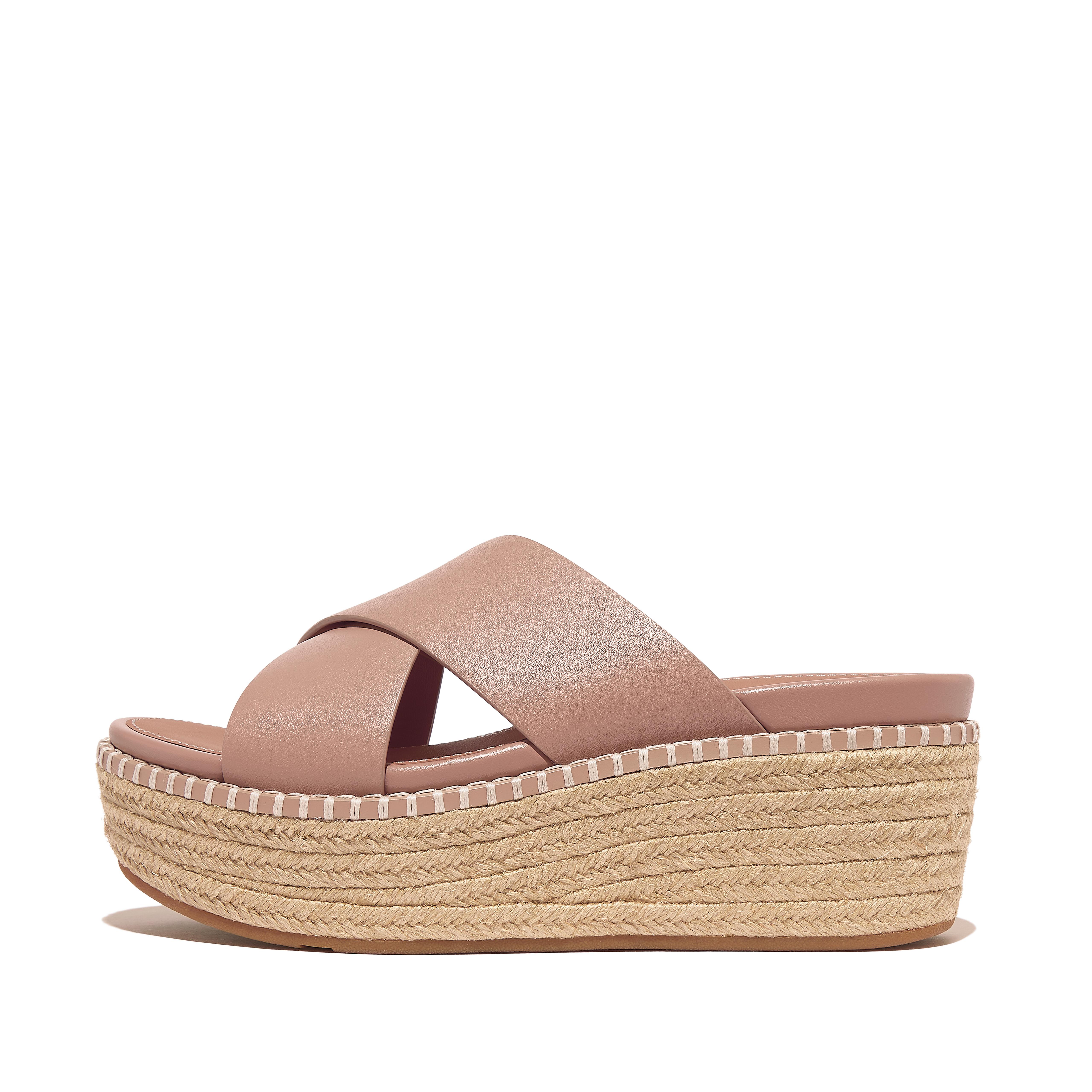 Fitflop Eloise Espadrille Leather Wedge Cross サンダル Women's Eloise Leather Slides | FitFlop US