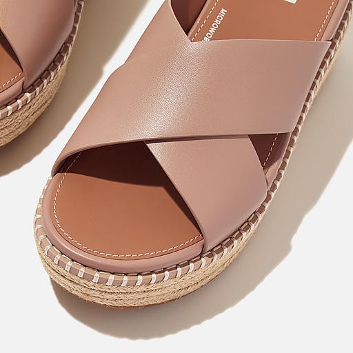 Fitflop Eloise Espadrille Wedge Cross Slide サンダル Women's Eloise Leather Slides | FitFlop US