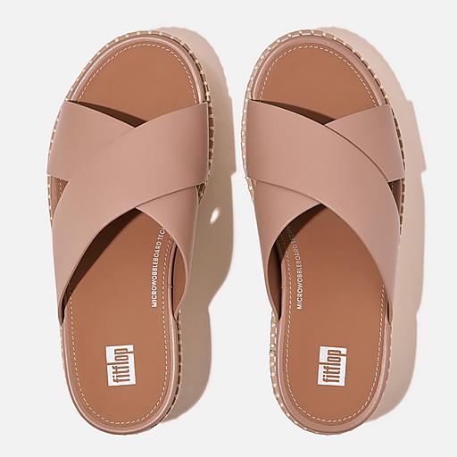 Fitflop Eloise Espadrille Leather Wedge Cross サンダル Women's Eloise Leather Slides | FitFlop US