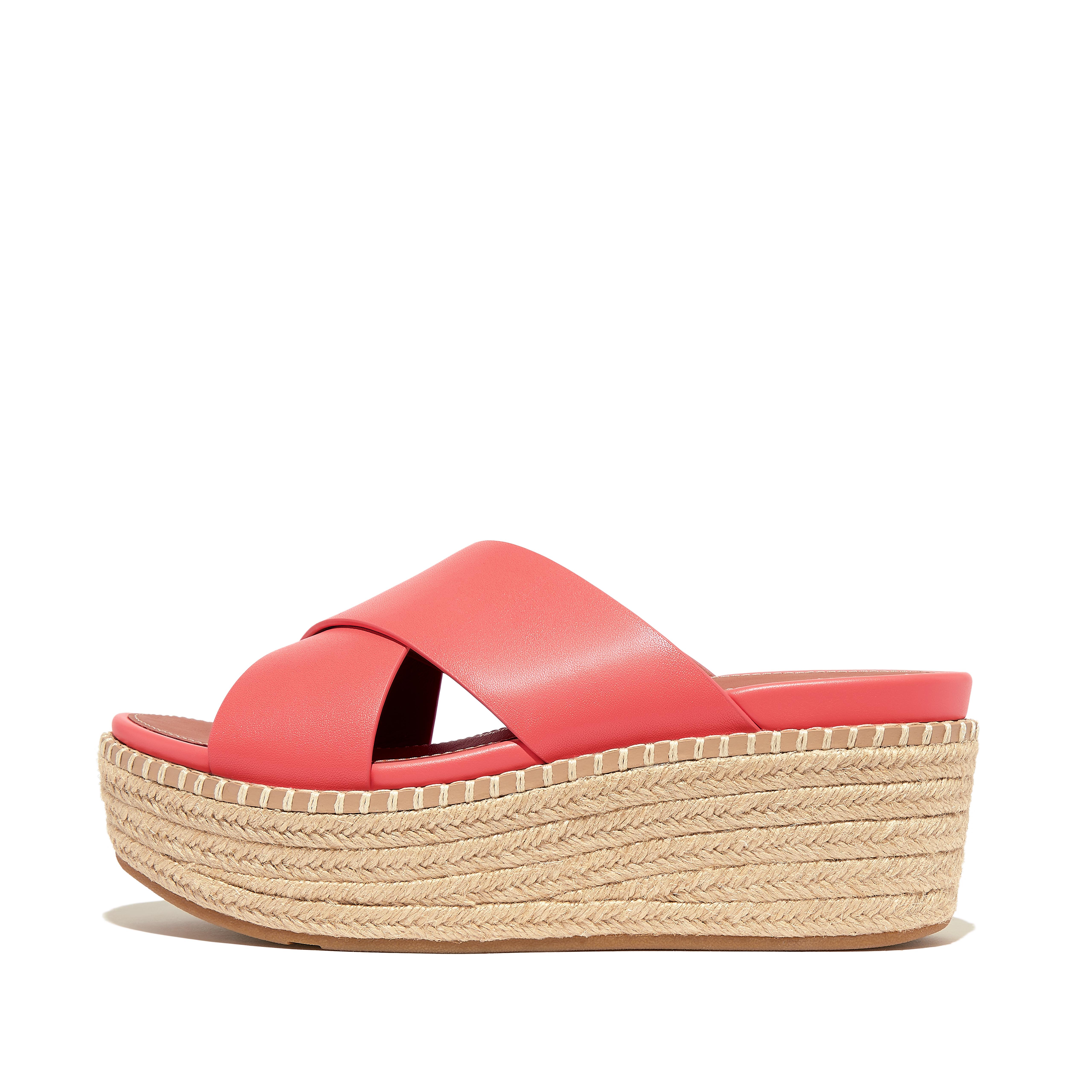 Women ELOISE Espadrille Leather Wedge Cross Slides, Outlet