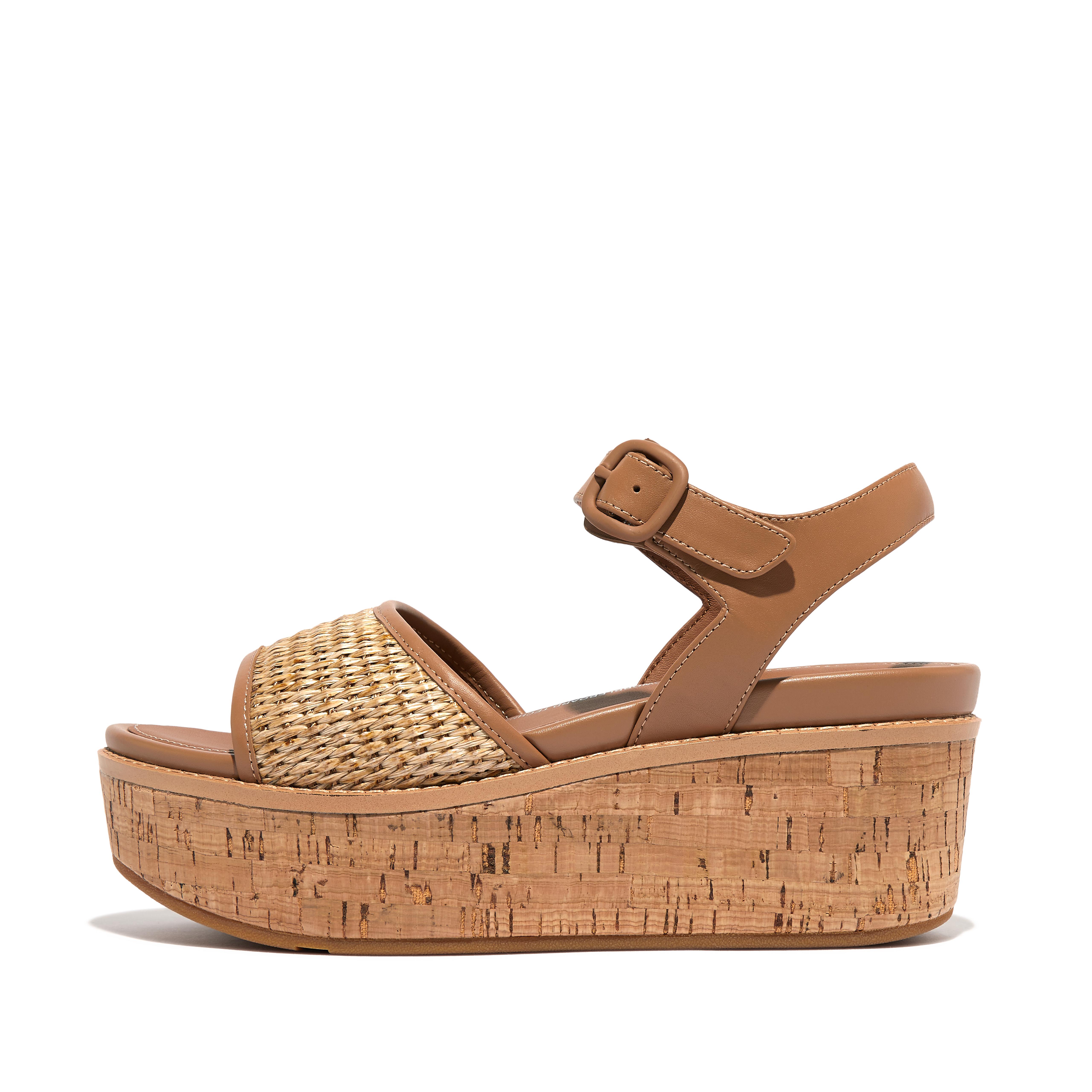 Fitflop Cork-Wrap Woven Back-Strap Wedge Sandals
