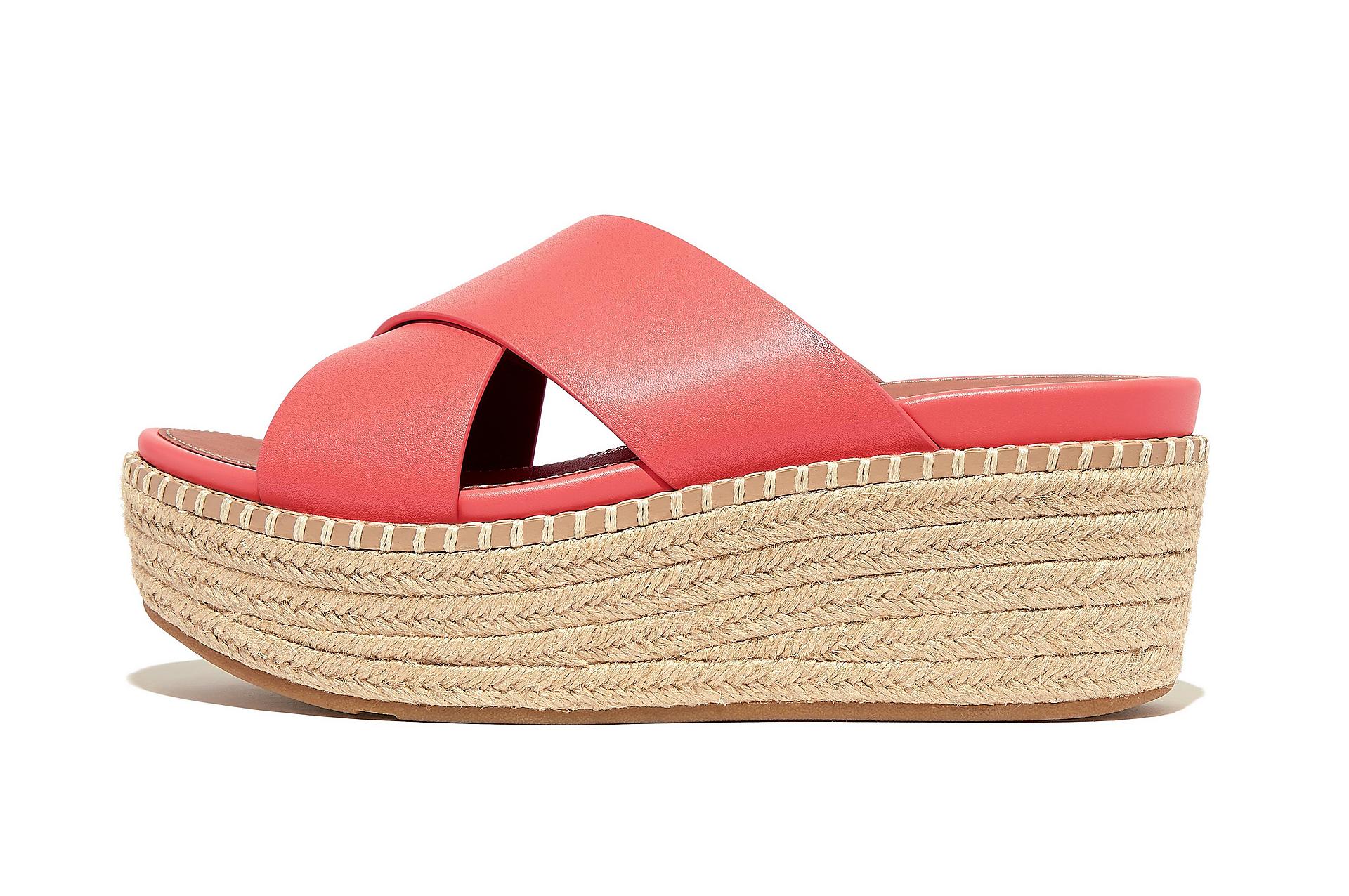Espadrille Leather Wedge Cross Slides