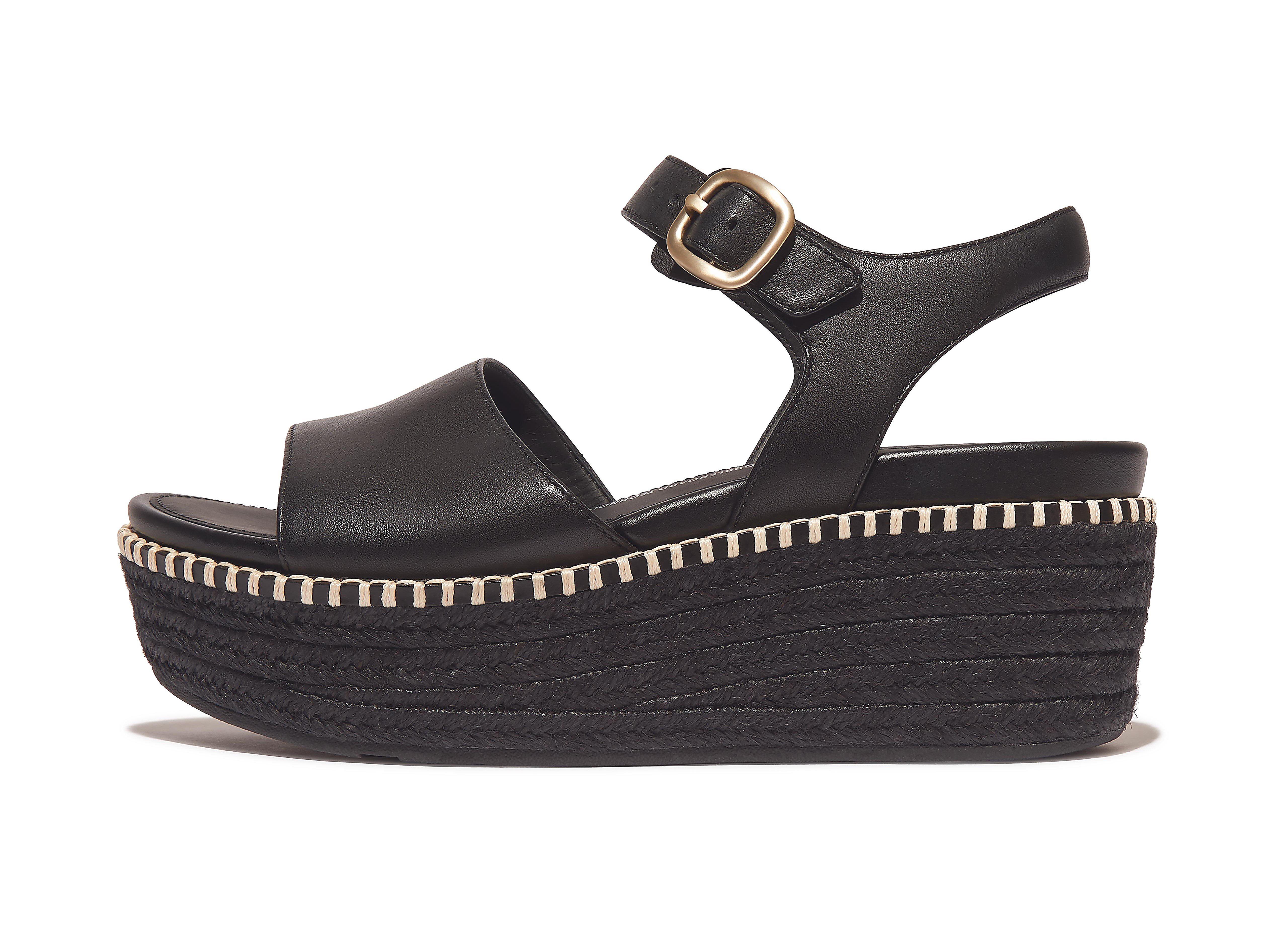 Espadrille Leather Back-Strap Wedge Sandals
