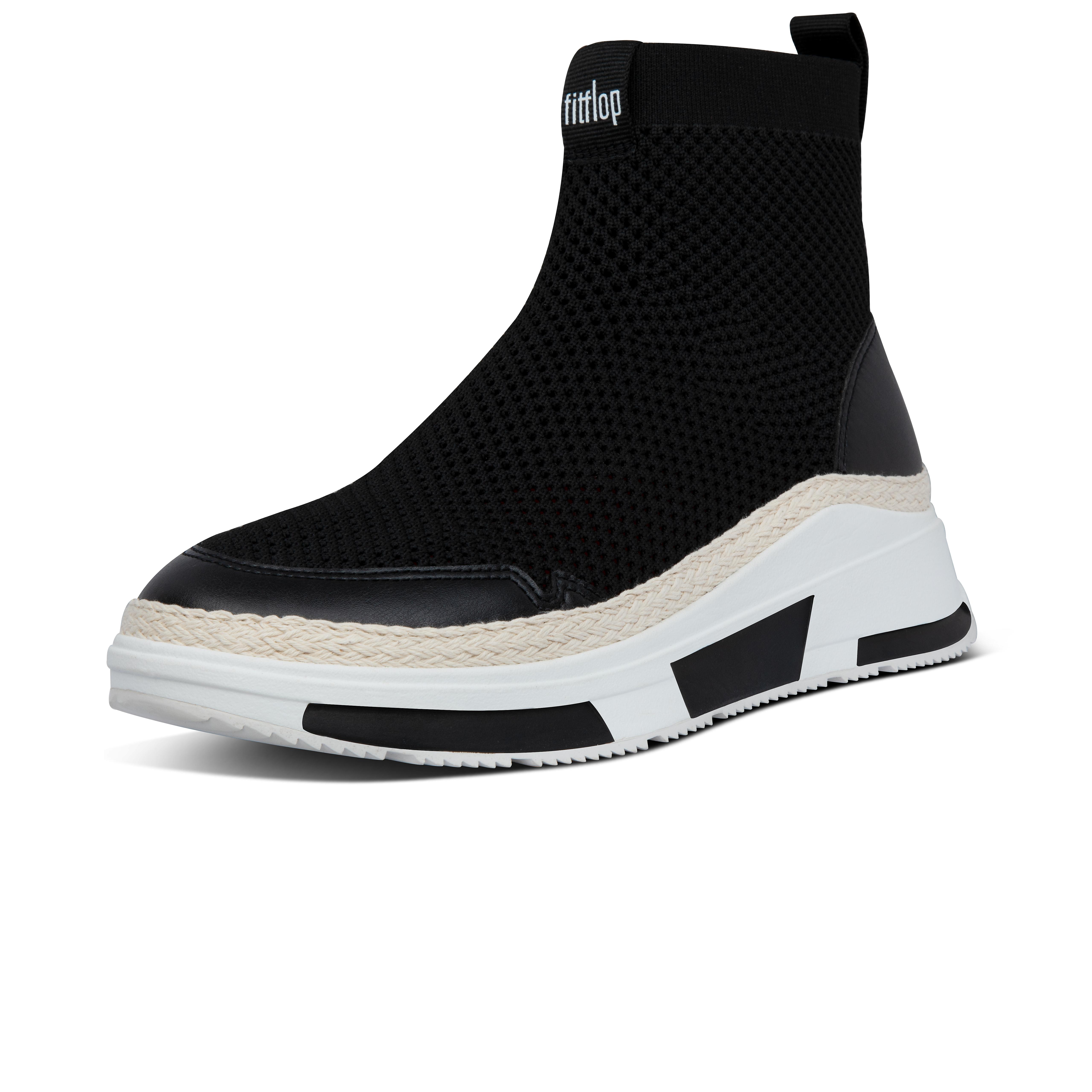 high top sneakers in black mesh