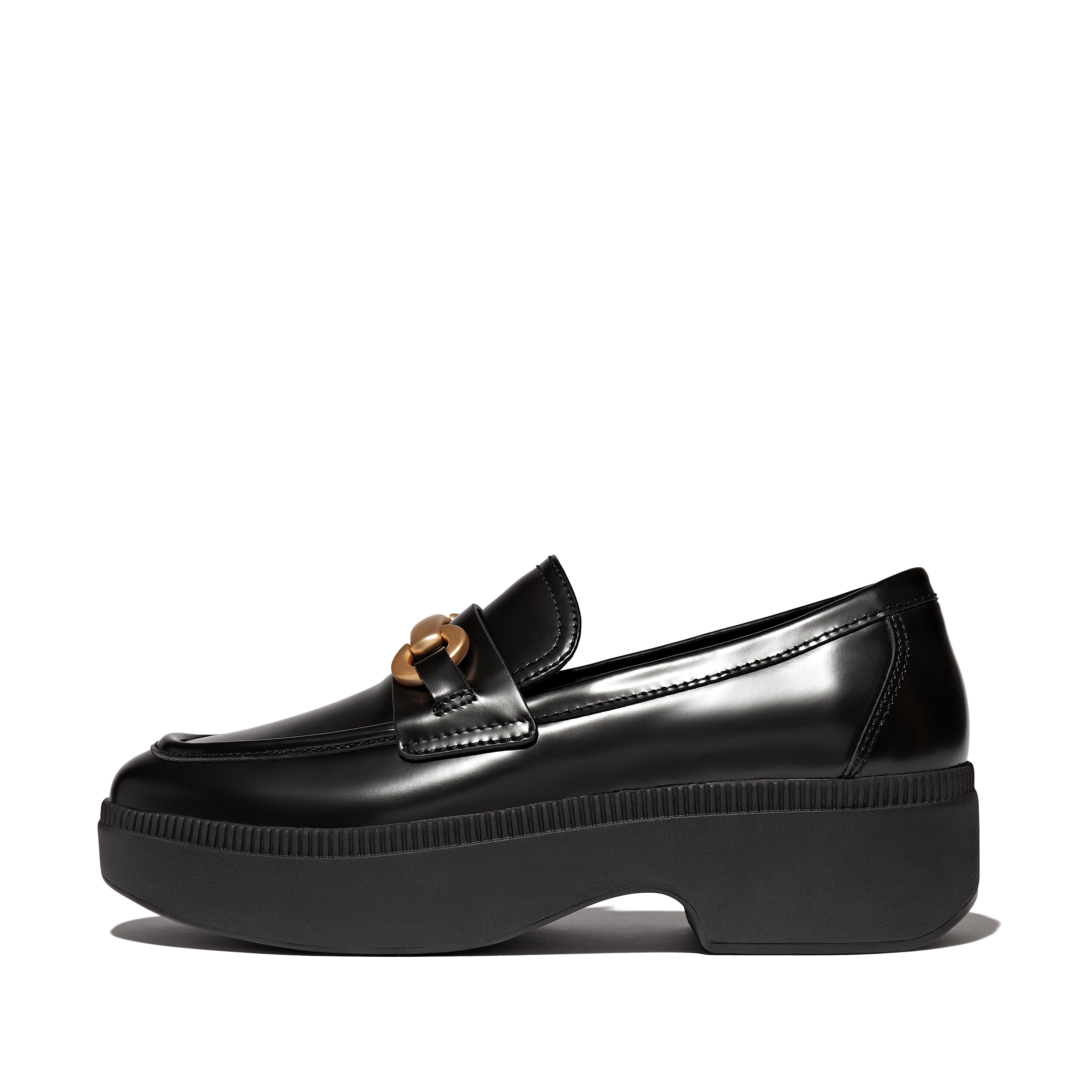 Women F-LUMA Chunky-Snaffle Box-Leather Demi-Wedge Loafers, Full Price